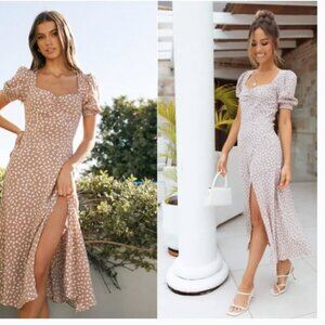 Petal & Pup Franklin Midi Dress Mocha Polka Dot